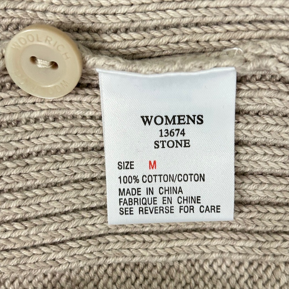 Woolrich Womens Stony Valley Cotton Button Collar Tan Beige Sweater Medium - Picture 10 of 11